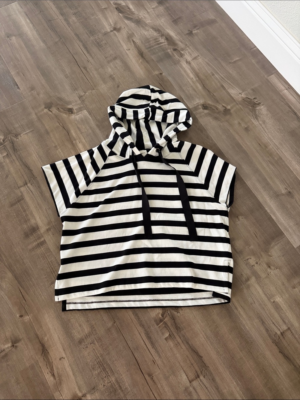 Maeve Striped Short Sleeve Hoodie Shirt - XS